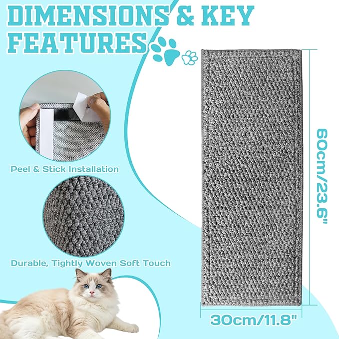 2 Pack Door & Wall Corner Cat Scratcher, Grey 19.68x7.8 Inch Scratch Pad for Cats, Corner Scratchers for Indoor Cats,Cat Furniture Protector
