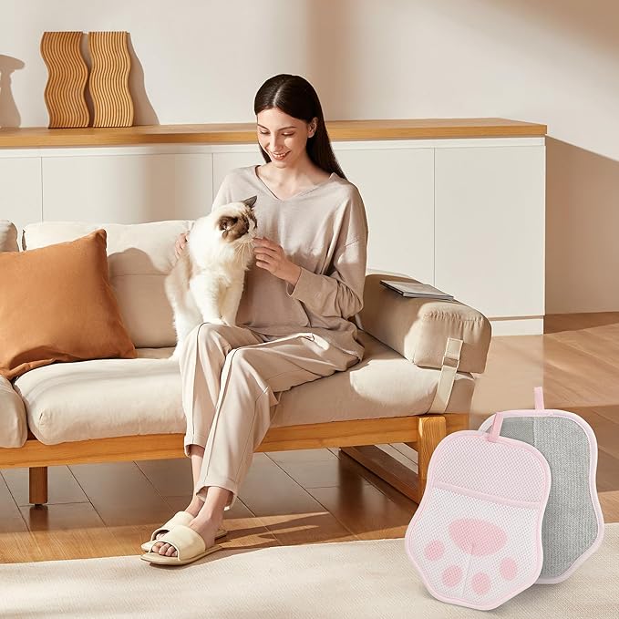 Paw-Shaped Pet Hair Removal Glove – Electrostatic Cat & Dog Hair Remover for Furniture, Clothes, Carpet & Car Seats – Cute Reusable Multi-Surface Lint & Fur Removal Tool (Pink)