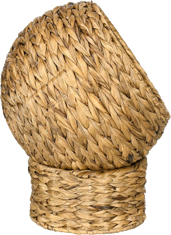 PAWHUT Egg Chair Rattan Elevated CAT Bed with Removable Cover, 17-in, Brown