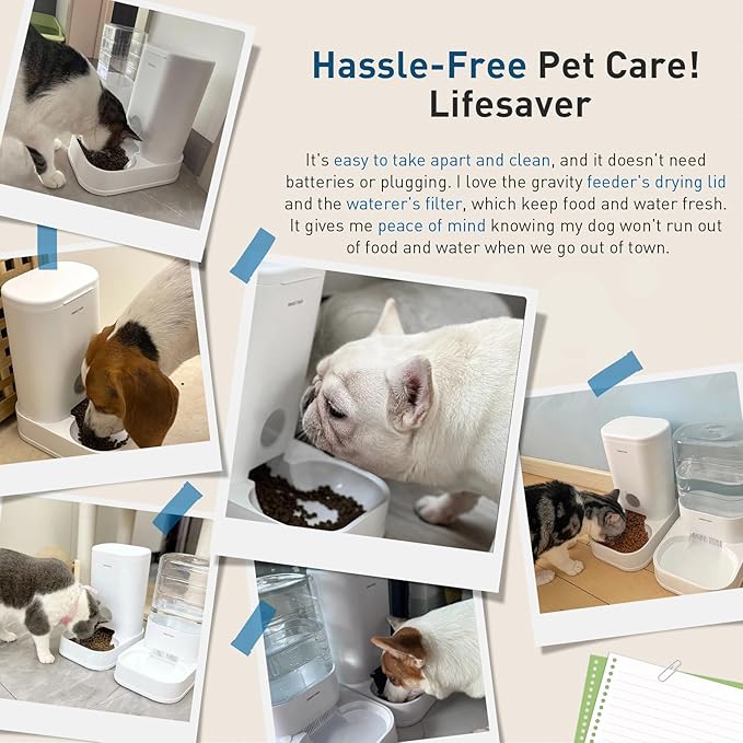 PAWGETHERยฎ Gravity Cat Feeder, 1 Gallon/3.5L Dog Food Dispenser, No-Electricity Automatic Pet Feeder, Auto Refill Food Bowl for Cats & Small, Medium Dogs Easy to Fill