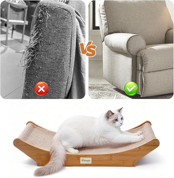 Sisal Cat Scratcher Bed, Cat Hammock Lounge, Cat Furniture & Nail File Scratcher, Scratching Post for Indoor Adult Cats
