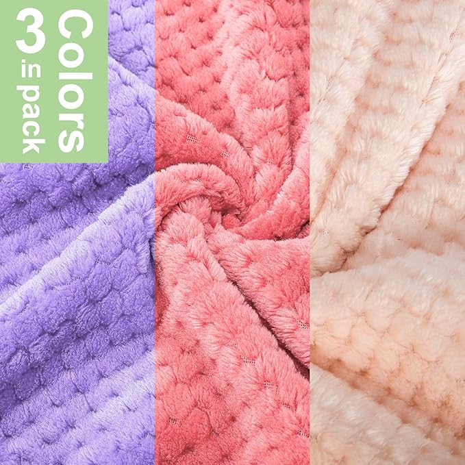 POMIU Dog Sweater, Dog Sweaters for Small Medium Dogs or Cat, Warm Soft Flannel Pet Clothes for Dogs Girl or Boy, Dog Shirt Coat Jacket (Peach+Purple+Rose, Large)