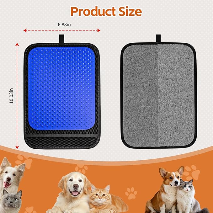 2 in 1 Pet Hair Removal Glove, Upgraded Pet Hair Remover Tool, Gentle Shedding Silicone Magic Brush for Dogs & Cats, Efficient Fur Removal Mitts for Couch Carpet Clothing (Blue)