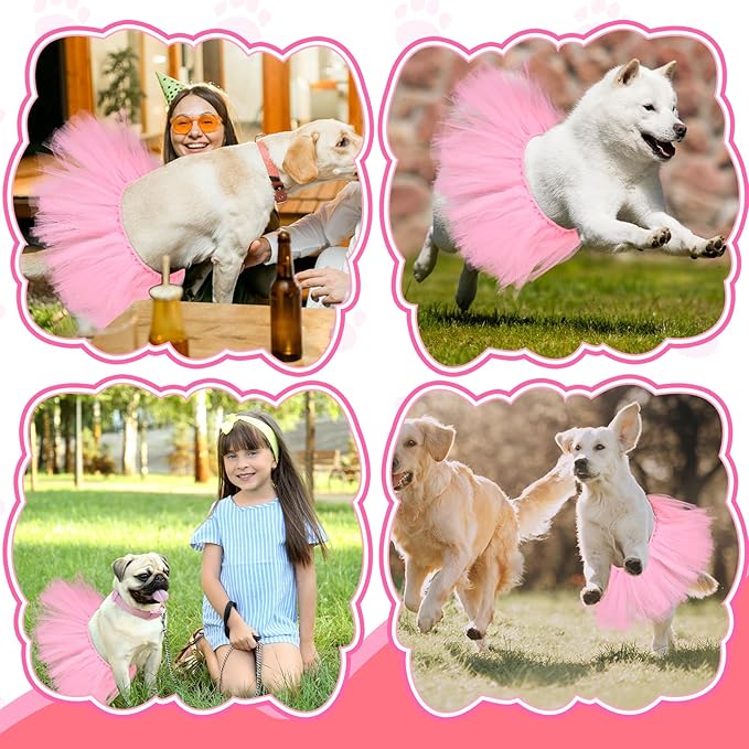 Dog Tutu Tulle Tutu for Dogs Small Large Medium Puppy Dress Ballerina Costume Skirt for Holiday Puppy Cats Bunny Pet Outfit Birthday Wedding Party Photo Prop Supplies(Pink)