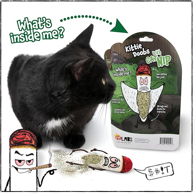 LIT LABS Kittie Doobs Adventure Toys - Funny Catnip Joints for Cats with Dried and Organic High Potency Catnip - Fear Theme