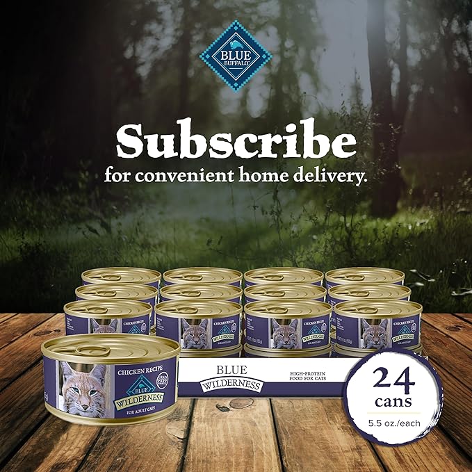 Blue Buffalo Wilderness High-Protein & Grain-Free Wet Cat Food Paté for Adult Cats 7+,Made with Natural Ingredients,Chicken Recipe,3-oz. Cans,(Pack of 48)