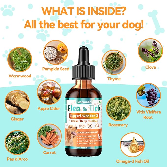 Cat Flea Chews + Dog Flea Drops Bundle – 200 Chicken-Flavored Chews for Cats + Topical Herbal Drops for Dogs – Natural Flea & Tick Prevention for Multi-Pet Homes