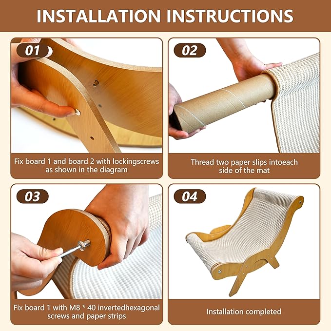 Extra Large Cat Scratcher Lounge & Bed,Curved Sisal Scratching Pad for Indoor Cats,Durable Furniture-Grade Lounge Combo,Tight Weave Material with Less Shedding