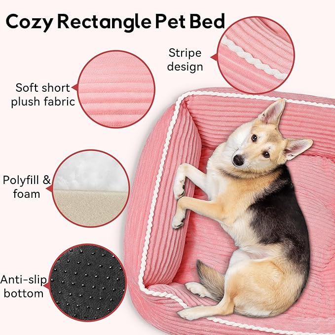 Zerbuger Orthopedic Dog Bed for Medium Dogs,Dog Sofa Beds Supportive Foam Pet Couch Bed with Removable Washable Mat and Nonskid Bottom (Medium, Pink)