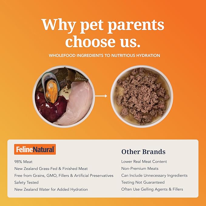Feline Natural New Zealand Canned Catfood Wet Food, High-Meat, Low-Carb, & Grain Free Cat Food Wet, Chicken Feast, 6 oz, Pack of 12
