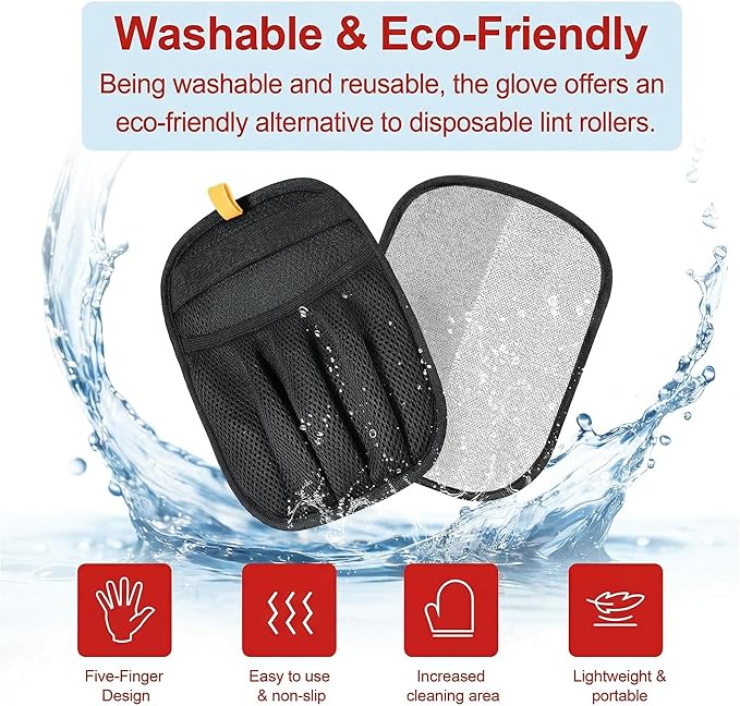 Pet Hair Removal Glove, 2Pcs Upgraded Five-Finger Electrostatic Hair Remover Glove, Reusable Pet Hair Remover Tool for Laundry, Couch, Carpet, Car Seat & Furniture
