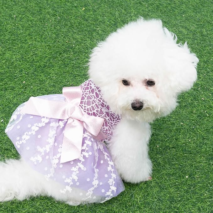 CuteBone Dog Birthday Dress Girl Puppy Skirt Tutu Cat Wedding Outfit Pet Party Clothes for Small Dogs Costume DD14XS