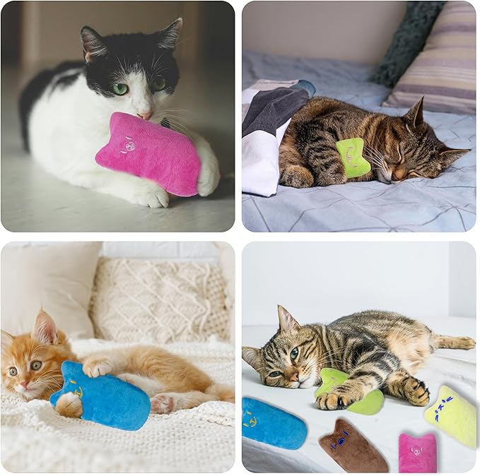 Seyezo Cat Toys for Indoor Cats, 5Ps Cats Fetch Toys, Fluffy Toys for Playing, Interactive Kitten Toys, Kitty Chew Teething Toys, Cat Chew Toy for Kittens (Multi Color, 5 Pack)
