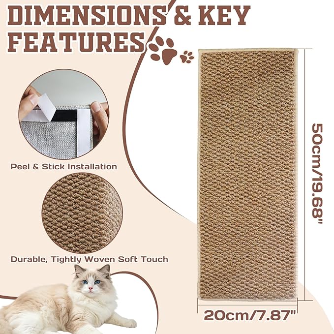 2 Pack Door & Wall Corner Cat Scratcher, Gamel 19.68x7.8 Inch Scratch Pad for Cats, Corner Scratchers for Indoor Cats,Cat Furniture Protector