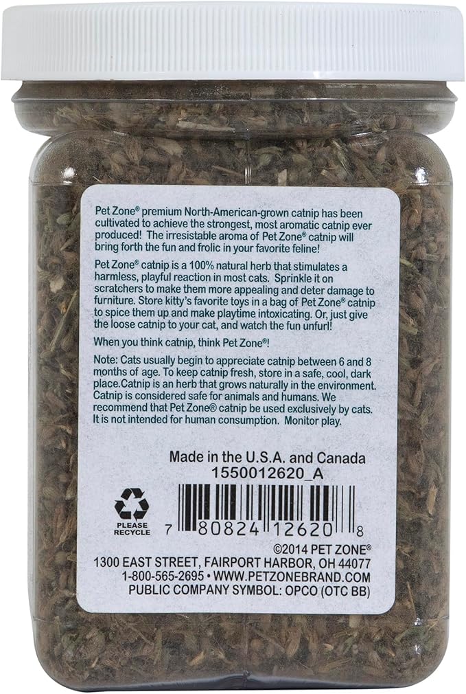 Pet Zone 100% Natural Premium North American Grown Catnip in Jar, 2.25 Oz (63.8 g), Pack of 1