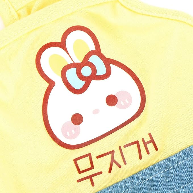 PAIDEFUL Small Girls Dog Denim Dress Spring Summer Sundress Cartoon Patch Soft Comfortable Puppy Clothes Cute Sleeveless Pullover Cats Costume Birthday Party, Yellow, M