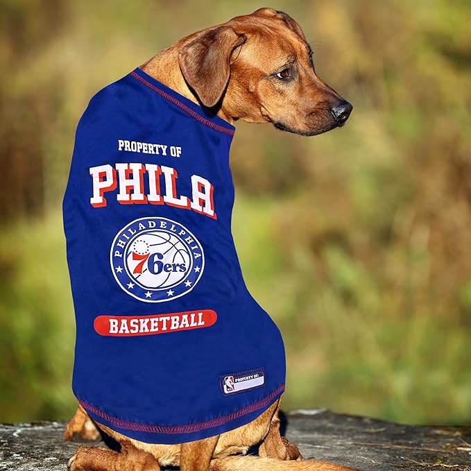 Pets First Cute Dog T-Shirt, Medium - NBA Philadelphia 76ers Dog & Cat Shirt with Basketbal Team Logo. A Comfortable & Fashionable Yet Durable Pet Outfit, Sporty Dog Shirt