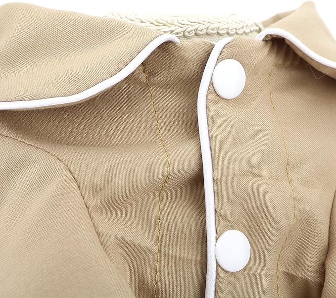 SMALLLEE_LUCKY_STORE Dog Pajamas for Small Medium Dogs Cats Soft Pet Sleepwear Shirts Comfortable Lapel Pjs Loungewear Clothes Bulldog Chihuahua Yorkie Two-Legged Outfit, Khaki, XL