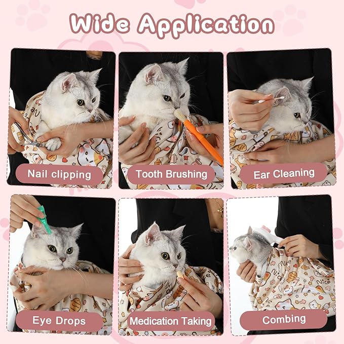 Sadnyy 35.4" Extra Large Cat Grooming Wrap Self-Adherent Anti-Escape Cat Wrap for Cutting Nails, Brushing, Medication and Ear Cleaning