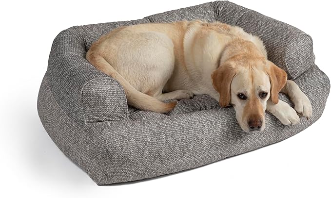 Snoozer Pet Products Luxury Overstuffed Microsuede Pet Sofa, Show Dog Collection, Extra Large, Merlin Linen