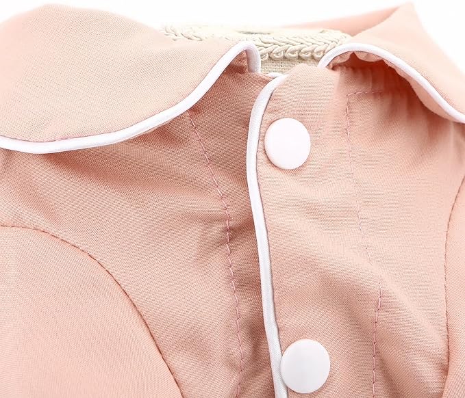 SMALLLEE_LUCKY_STORE Dog Pajamas for Small Medium Dogs Cats Soft Pet Sleepwear Shirts Comfortable Lapel Pjs Loungewear Clothes Bulldog Chihuahua Yorkie Two-Legged Outfit, Pink, XL
