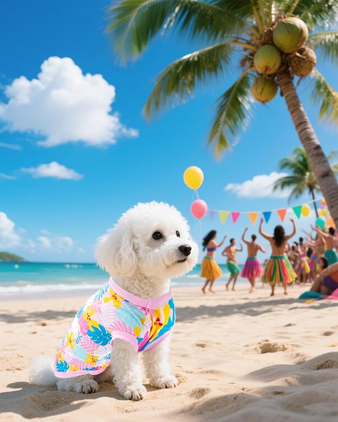 PET SHOW 4 Pack Dog Hawaiian Shirts for Small Doggies UPF 50+ UV Sun Protection Summer Cool Clothes Tank Top Floral Puppy Kitten Cats T-Shirts Pet Holiday Party Sleeveless Vest Boy Girl(Small)