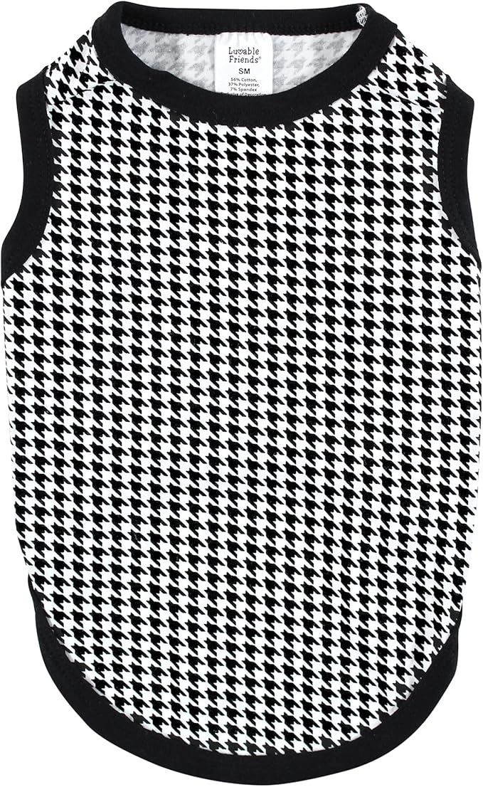 Luvable Friends Dog Pet Dog and Cats Cotton T-Shirts 2pk, BFF Houndstooth, X-Large