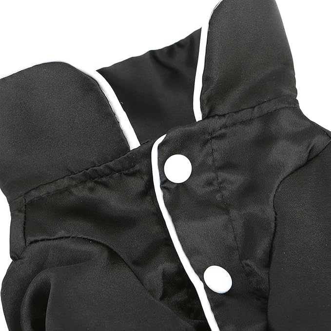 PAIDEFUL Soft Faux Silk Sleepwear for Small Dogs Cats Lapel Doggie Loungewear Lightweight Breathable Puppy Pajamas PJS Two-Legged Pet Shirt Clothes Summer Spring Chihuahua Apparel Button Up,Black,5XL