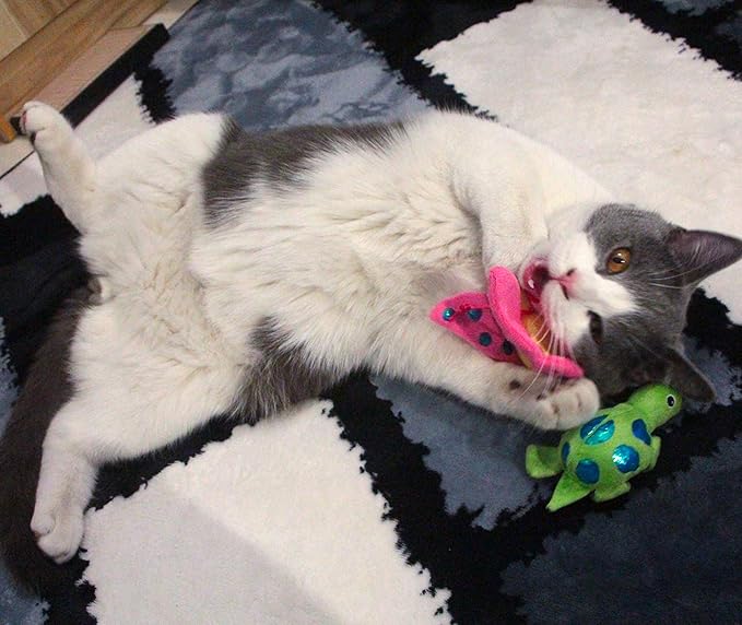 Catnip Toys Crinkle Paper, 3 Pack Cat Toys with Catnip, Cat Chew Toy for Indoor Cats, Fish Turtle Butterfly Catnip Toys