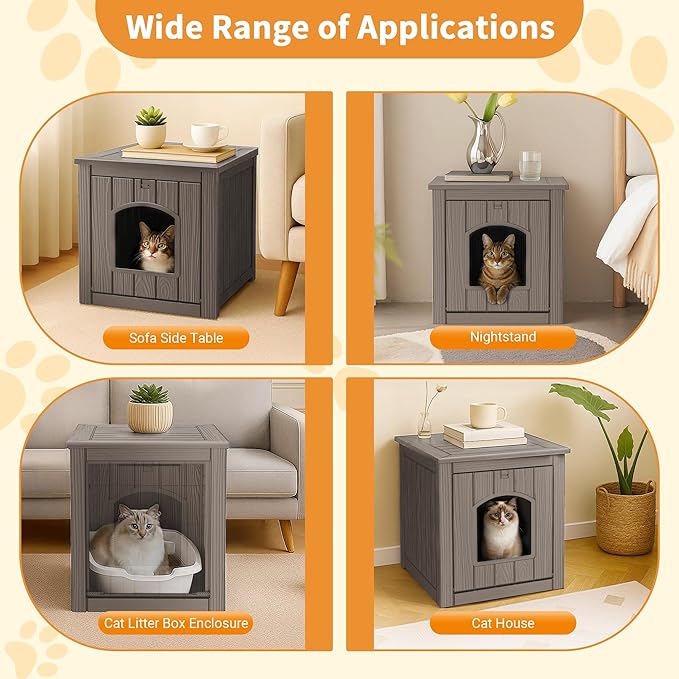 DRATO Outdoor Cat House -Weatherproof Resin Cat Houses for Cats, Durable, Easy Assembly,cat Igloo Outdoor,Durable & Insulated Shelter for Garden, Patio, or Backyard(Grey,18.46 * 23.62 * 21.42)