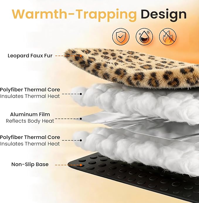 Self Warming Cat Pad for Cats and Dogs, Non Electric Thermal Pet Mat, Washable Soft Sleeping Mat with Non Slip Backing, Indoor & Sheltered Outdoor Use, 30 x 24 in, Brown/Black