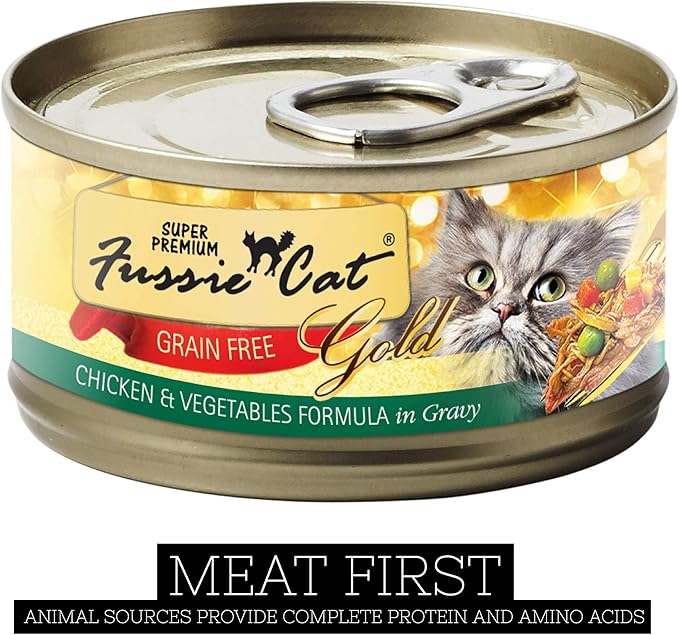 Fussie Cat Super Premium Chicken & Vegetables Formula in Gravy Grain-Free Wet Cat Food 2.82oz, case of 24