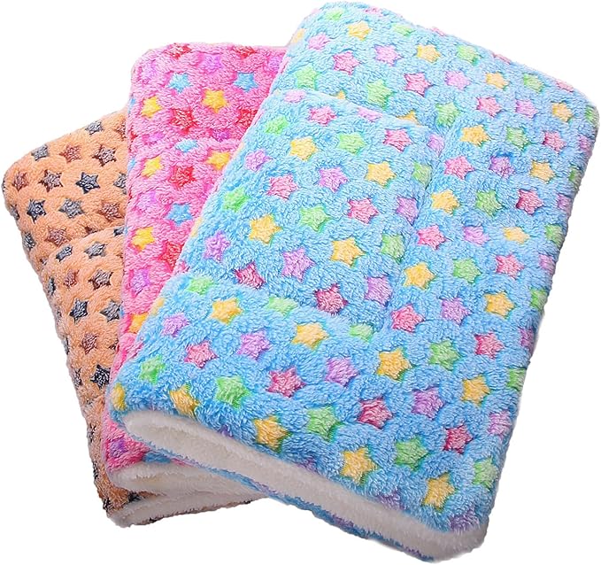 FJWYSANGU Fluffy Pet Cat Blanket Soft Coral Velvet Pet Puppy Cushion Mat Warm Cover Soft Pad Mat(Star V2/Dark Blue,Medium)