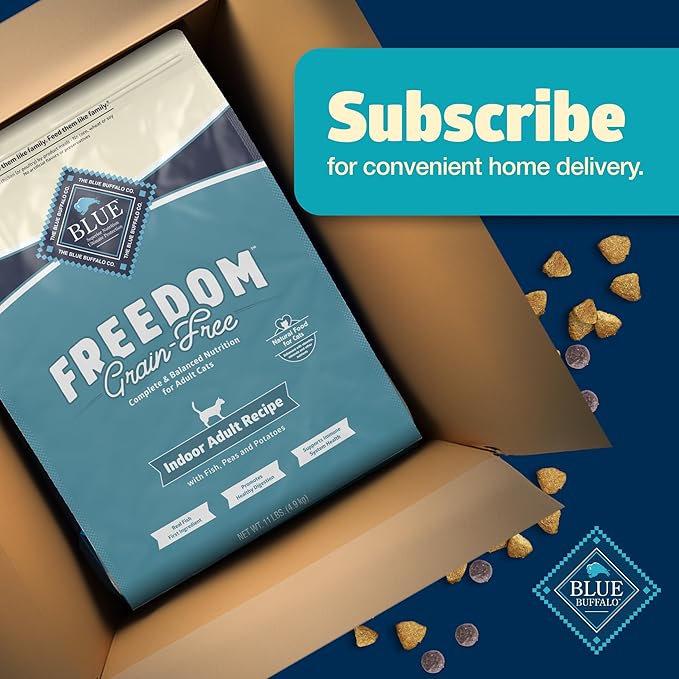 Blue Buffalo Freedom Grain-Free Adult Dry Cat Food, Complete & Balanced Nutrition for Indoor Cats, Made with Natural Ingredients, Whitefish Recipe, 11-lb. Bag
