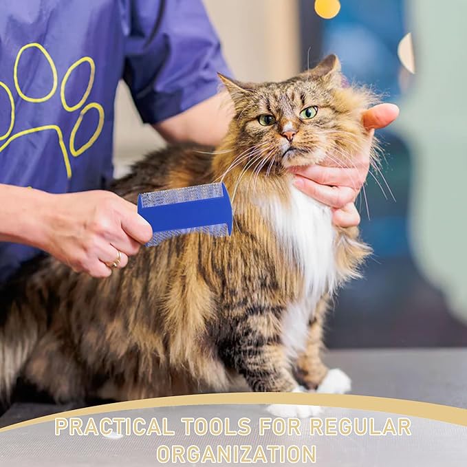 140 Pcs Flea and Tick Grooming Tool Bulk- Double Sided Comb for Cats Dogs Lice and Tick Comb for Small Pets, Kittens and Puppies (7 Colors)