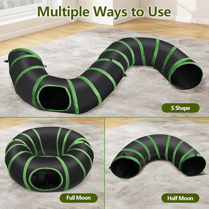 Interactive Cat Toy Ball Fast Rolling in Collapsible Cat Tunnel - 3 Speed Motion Activated, Auto Standby, Hide & Seek Hunting Toy for Indoor Cats & Kittens, USB Rechargeable, Boredom & Anxiety Relief