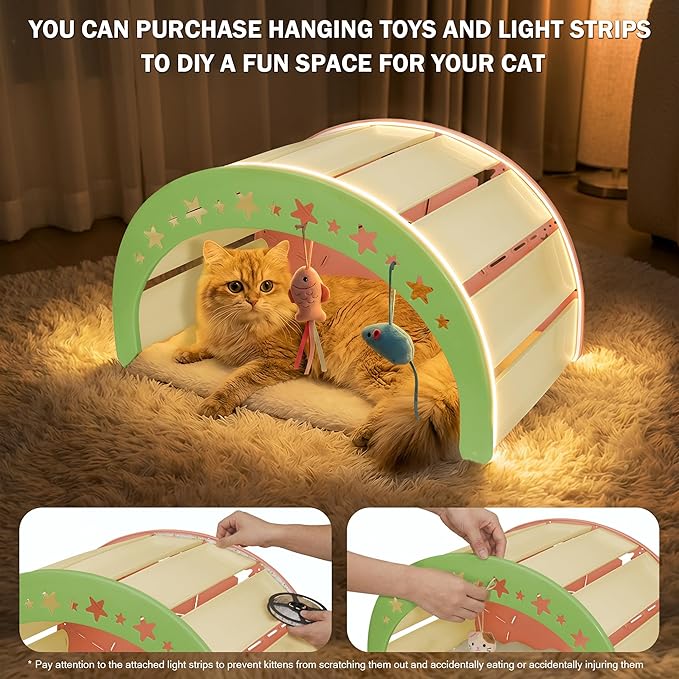 Cat Scratcher Bed – Sisal Scratch Pad & Soft Fleece Mat, Sturdy Elevated Lounge for Lounging, Climbing & Hiding, Supports up to 30 lbs, Pink