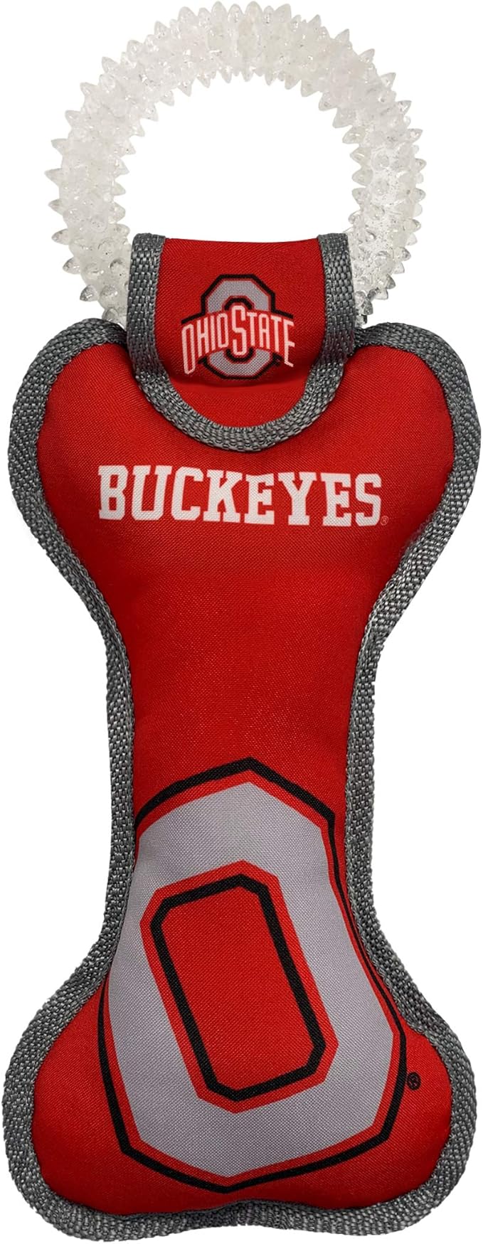 Pets First NCAA Ohio State Buckeyes Dental Dog TUG Toy with Squeaker. Tough PET Toy for Healthy Fun, Teething & Cleaning Pets Teeth & Gum