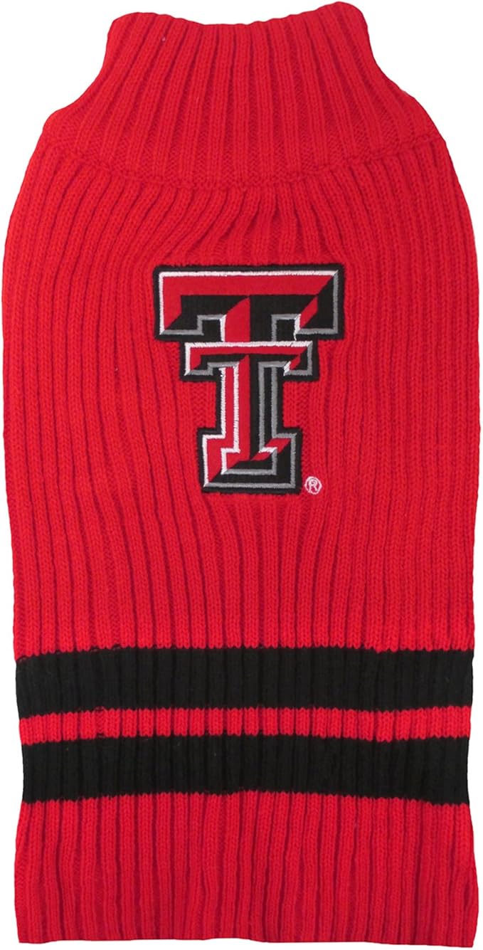 Pets First NCAA Texas Tech Red Raiders Dog Sweater, Size Medium. Warm & Cozy Knit Pet Sweater with NCAA Team Logo, Best Puppy Sweater for Large & Small Dogs