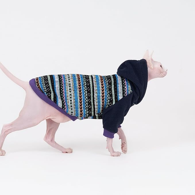 Sphynx Cat Hoodie Sweater, Cat Hoodie,Warm Fleece Sweater for cat, Knit Optic Fleece cat Hoodie Dog Clothes for Kitten Small Medium Dogs (Large)