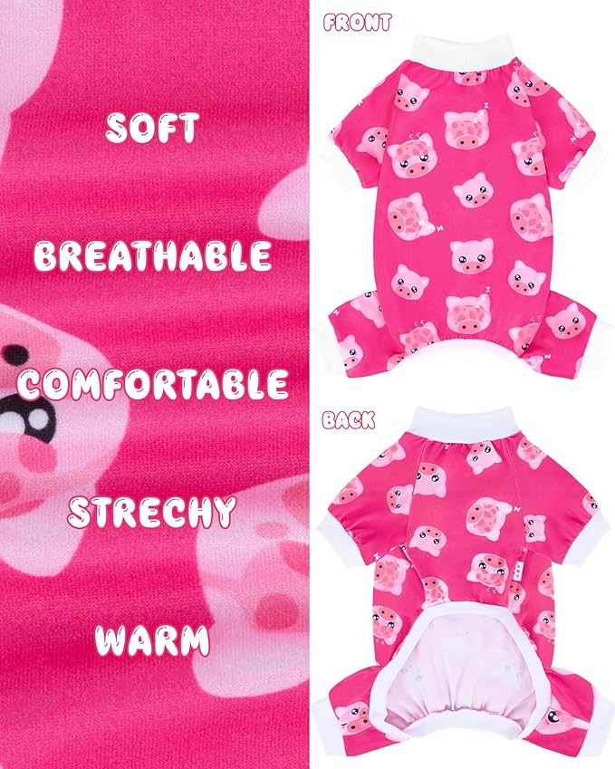 XPUDAC Dog Pajamas Soft Stretchy Pig Dog Clothes for Small Medium Dogs Pet Jumpsuit Cat Apparel-XS