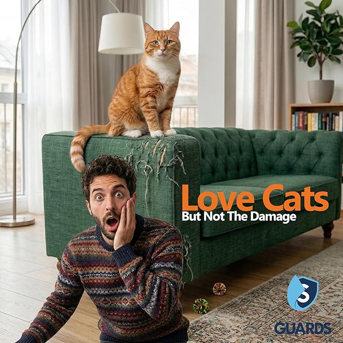Cat Scratch Furniture Protector Roll, 16"x79" Couch Protector from Cat Claws, Custom-Cut Clear Anti-Scratch Tape for Sofa Corner & Door, No Residue Cuttable Cat Deterrent