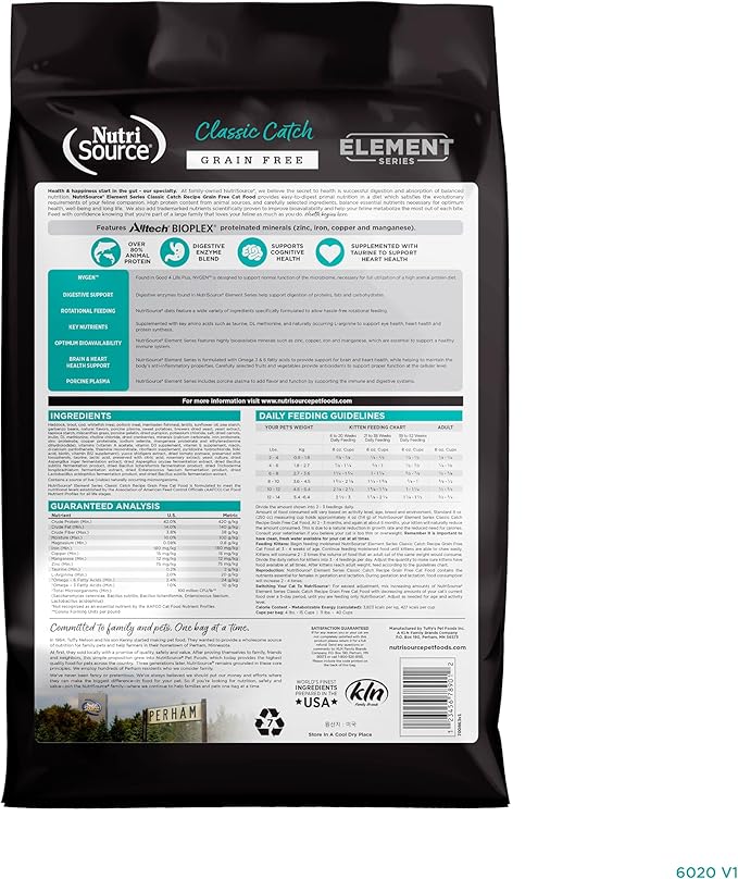 NutriSource Element Series Classic Catch Dry Cat Food, Haddock, Trout & Cod, 11LB
