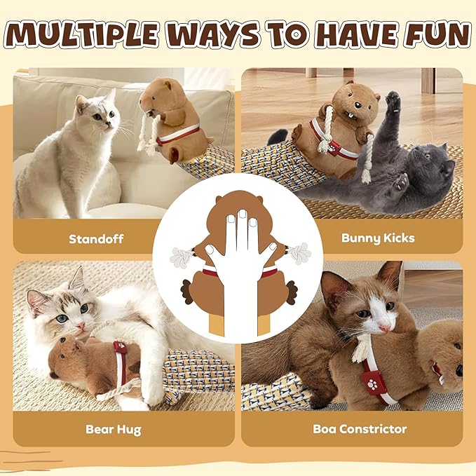 Cat Wrestling Glove, Cats Puppet Wrestler with Tough Padding for Safe Interactive Play, Cat Wrestling Toy Puppet with Cats Teaser and Bell for Boredom Busting Training and Exercise