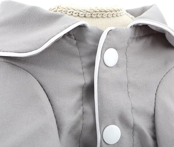 SMALLLEE_LUCKY_STORE Dog Pajamas for Small Medium Dogs Cats Soft Pet Sleepwear Shirts Comfortable Lapel Pjs Loungewear Clothes Bulldog Chihuahua Yorkie Two-Legged Outfit, Gray, 4XL