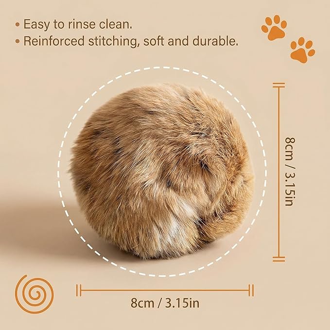 Rabbit Fur Ball Cat Toys,6 Pack Soft Fluffy Catnip Toy Balls for Indoor Cats,3.15 Inch Furry Cat Exercise Ball for Hunting Instinct&Bunny Kicks,Washable Interactive Cat Toy for Chasing & Bonding(3PC)