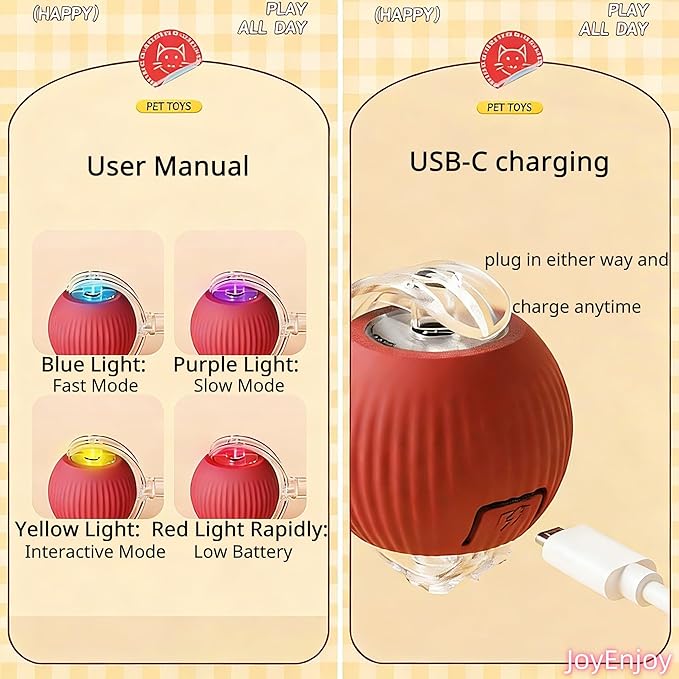 Interactive Cat Toy Ball Automatic Rolling Smart Cat Ball with Tail Motion Activated USB Rechargeable 3 Speed Modes Bird Chirping Durable Silicone Pet Toy for Indoor Cats Multiple Colors (Blue)