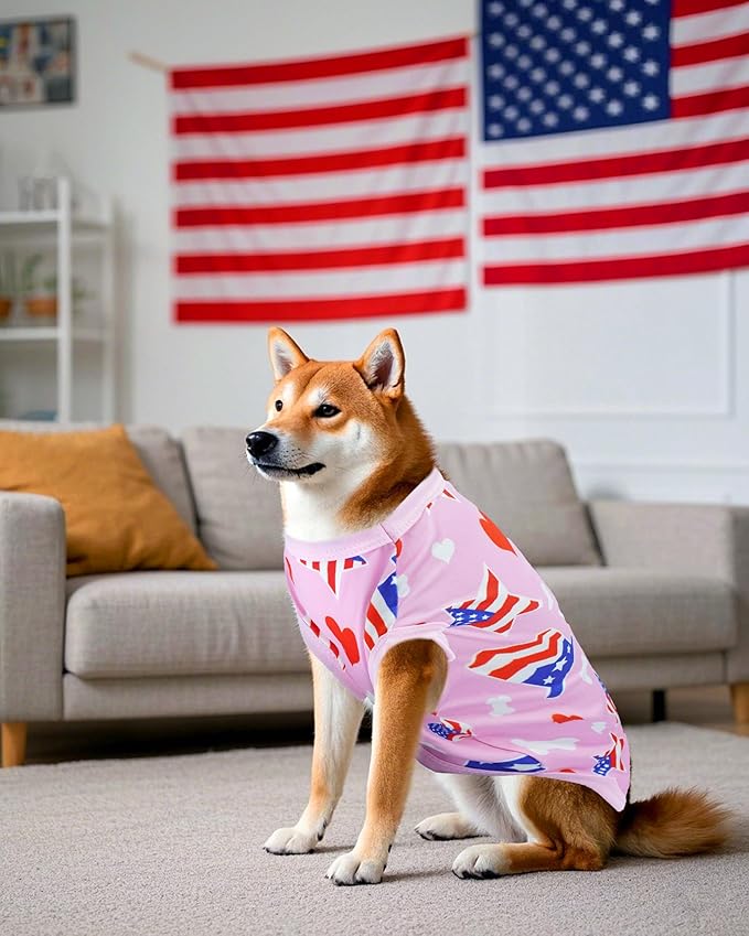 PET SHOW 4 Pack 4th of July Dog Clothes for Medium Large Dogs Patriotic Shirts Stripes Stars Vest American Flag T-Shirts for Independence Day Holiday Party Pets Tank Top Boy Girl(X-Large)
