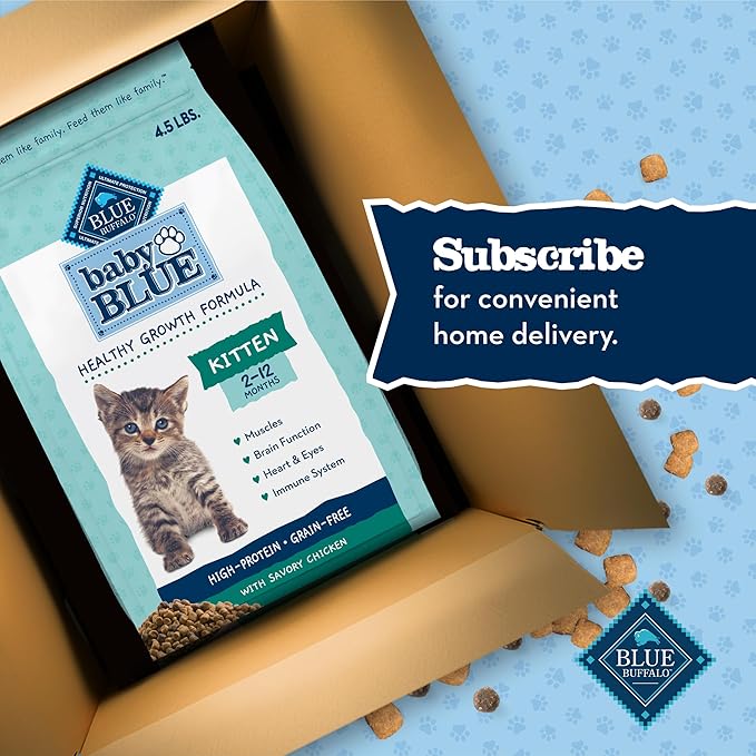 Blue Buffalo Baby Blue Natural Grain-Free Dry Food for Kittens, Healthy Growth Formula with DHA, High-Protein Savory Chicken Recipe, 4.5-lb Bag