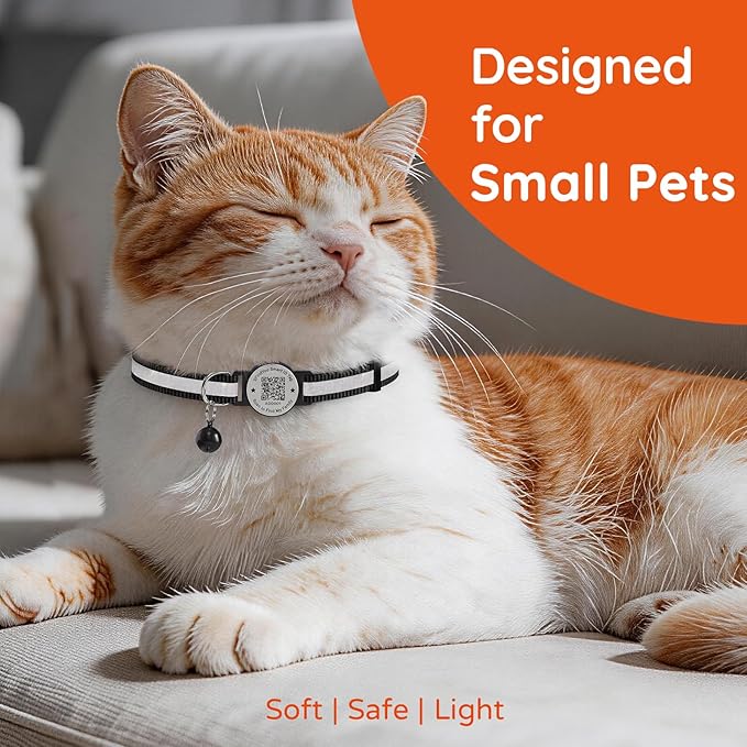 2 Pack Breakaway Cat Collar with Safety Bell & Reflective Strips | QR Code ID Tag & Name Plate | Adjustable for Kittens Black&Blue